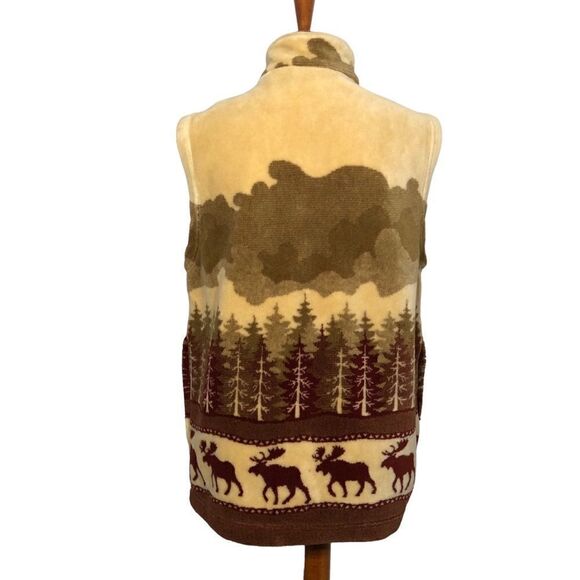 Cityscape Canada Plush Full Zip Vest Landscape  Moose, Forest, Cabin Size Medium - Picture 2 of 9